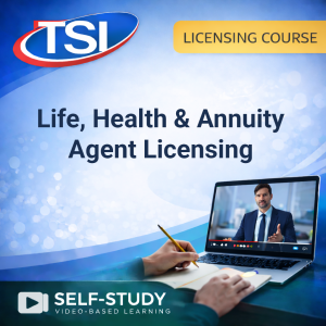 Prepare for your Life, Health and Annuity Agent License with TSI National’s comprehensive self-study course. This program covers required state exam topics including life insurance, health insurance, annuities, policy provisions, underwriting, and state regulations. Designed for independent learners who want structured, exam-focused content.