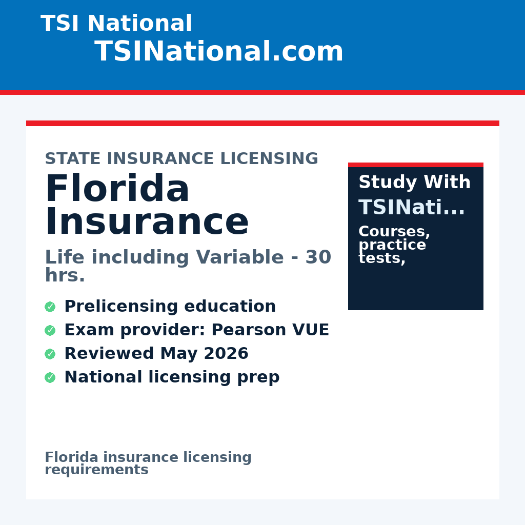 Florida insurance prelicensing requirements from TSI National