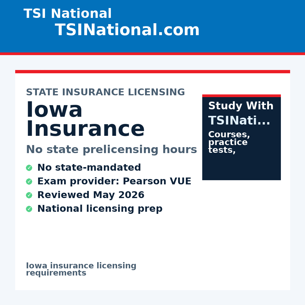 Iowa insurance prelicensing requirements from TSI National