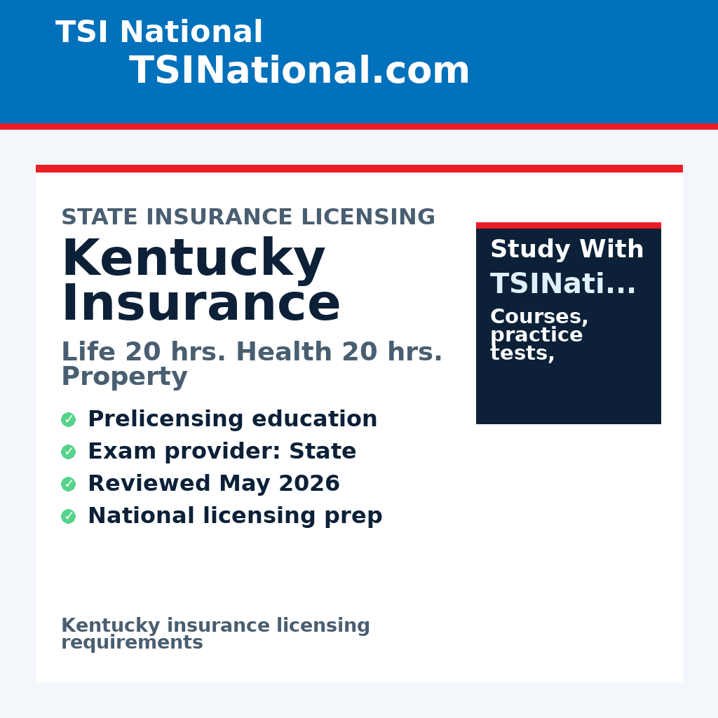 Kentucky insurance prelicensing requirements from TSI National