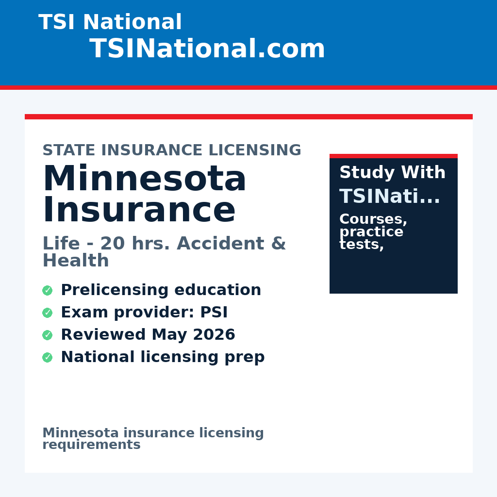Minnesota insurance prelicensing requirements from TSI National