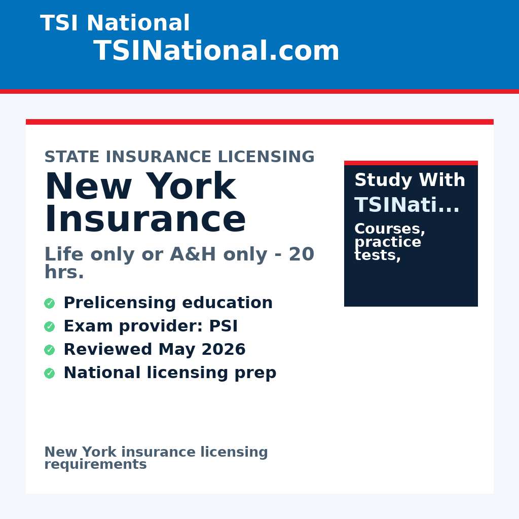 New York insurance prelicensing requirements from TSI National