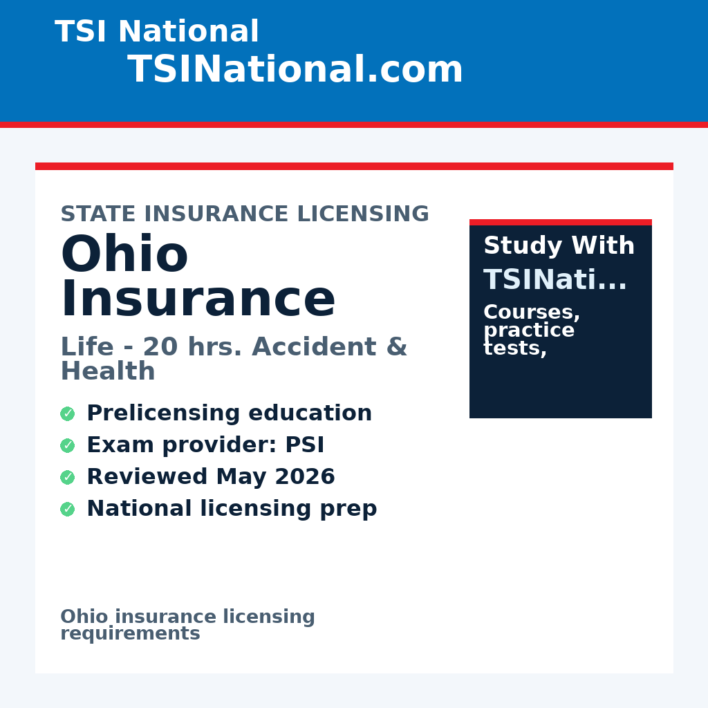 Ohio insurance prelicensing requirements from TSI National