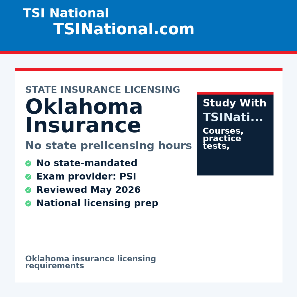 Oklahoma insurance prelicensing requirements from TSI National