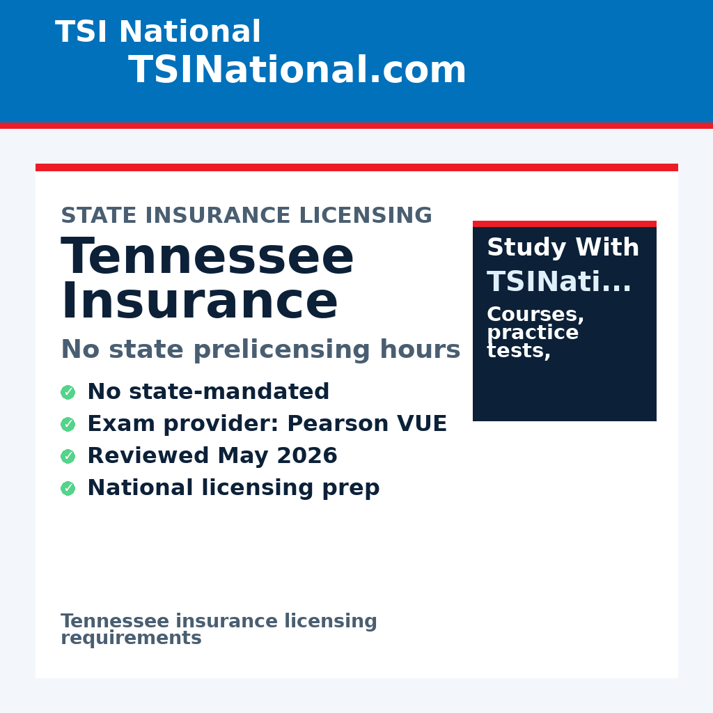 Tennessee insurance prelicensing requirements from TSI National